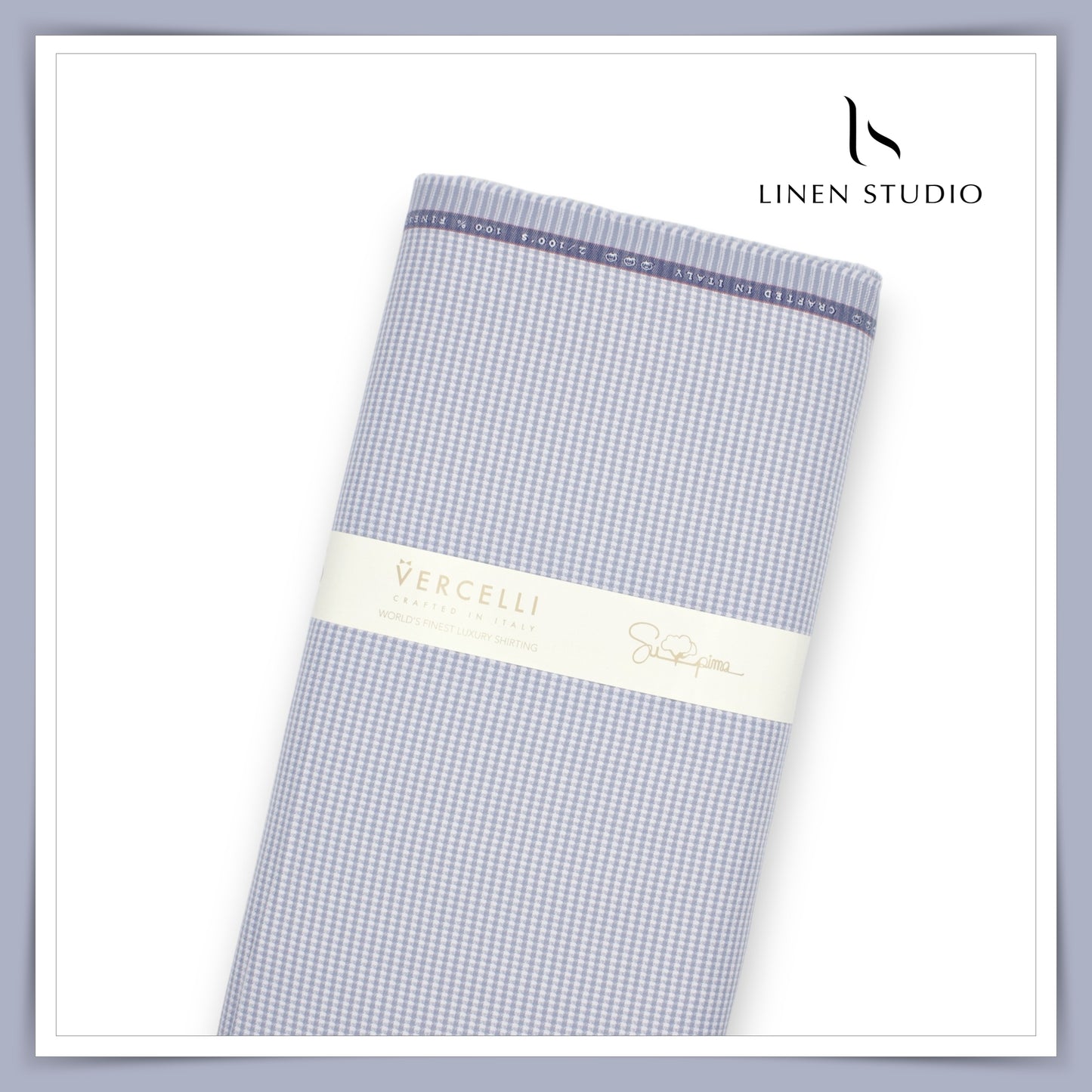 2/100's Finest Supima Cotton by Vercelli - White and Blue Gingham