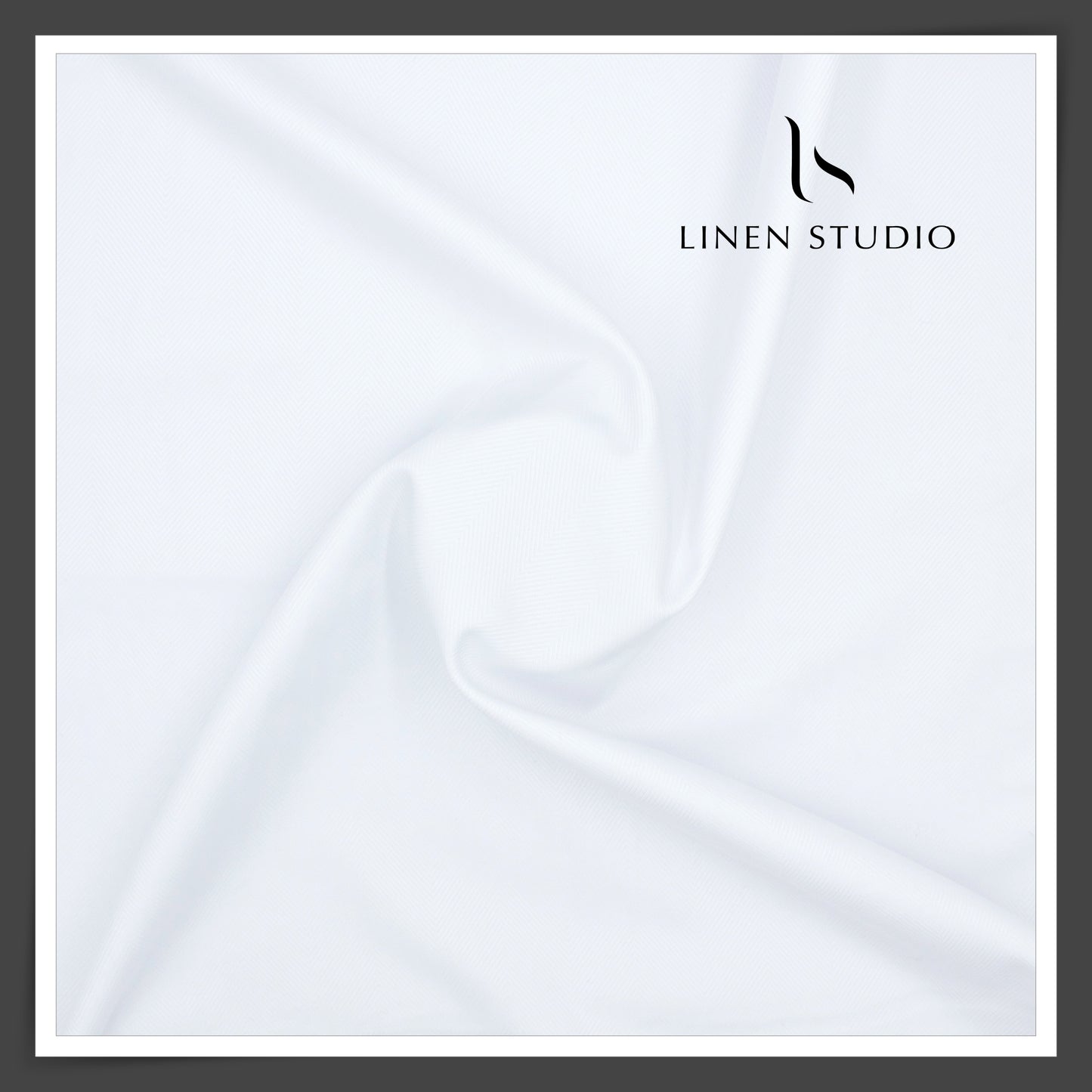 2/100's Finest Supima Cotton by Vercelli - Pure White Herringbone Design (Zoom In)