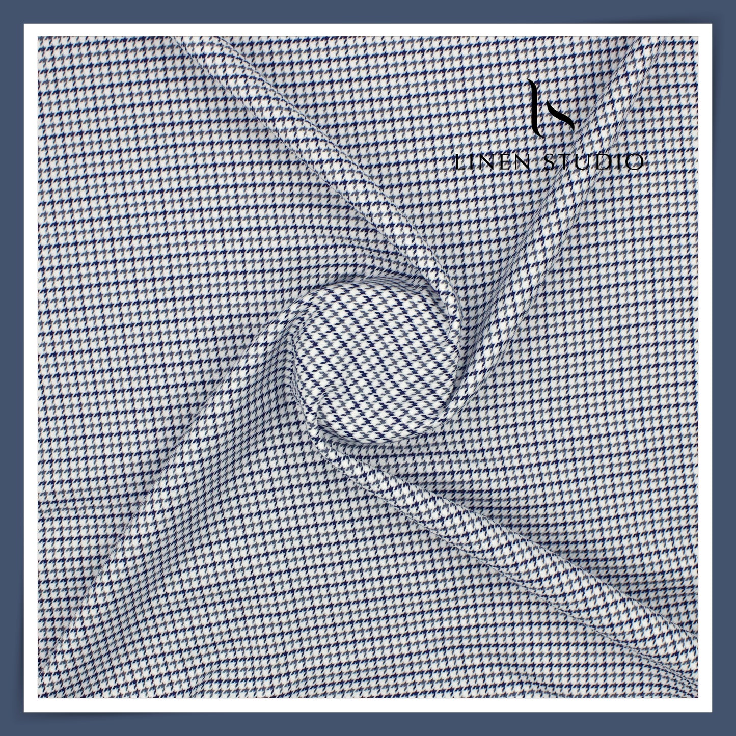 2/100's Finest Supima Cotton by Vercelli - Dogs Tooth White/Blue