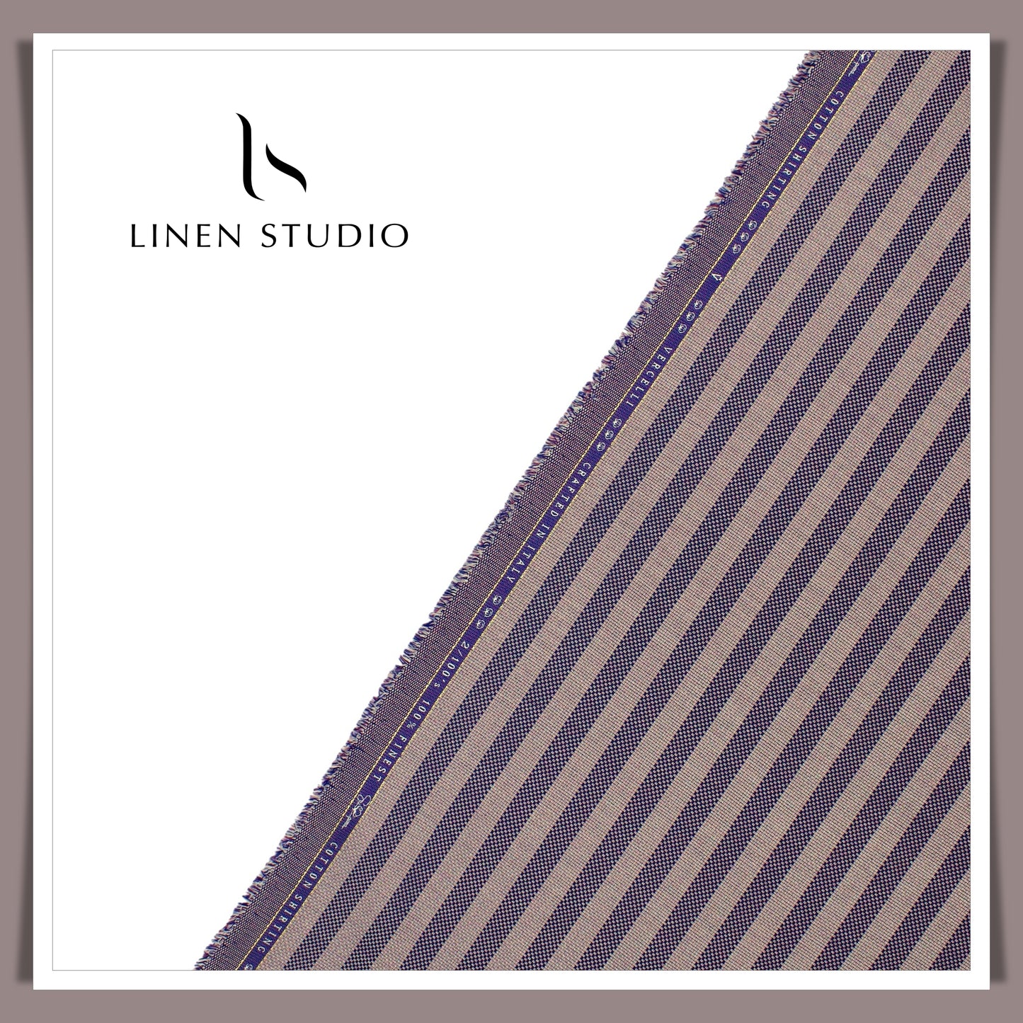 2/100's Finest Supima Cotton by Vercelli - Textured Dobby Stripes (Zoom In)
