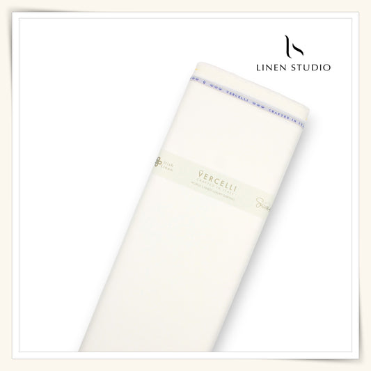 2/140's Finest Supima Cotton Plain Shirting by Vercelli Italy - Cream (NEW)