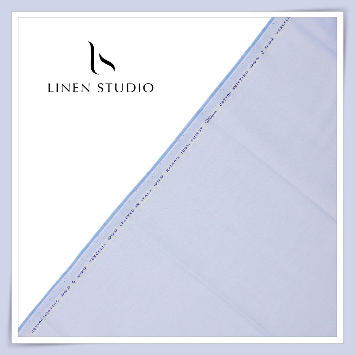 100% Supima Cotton Shirting by Vercelli Italy - 3/140's Blue (FLAT RATE) (54 Inches Width)