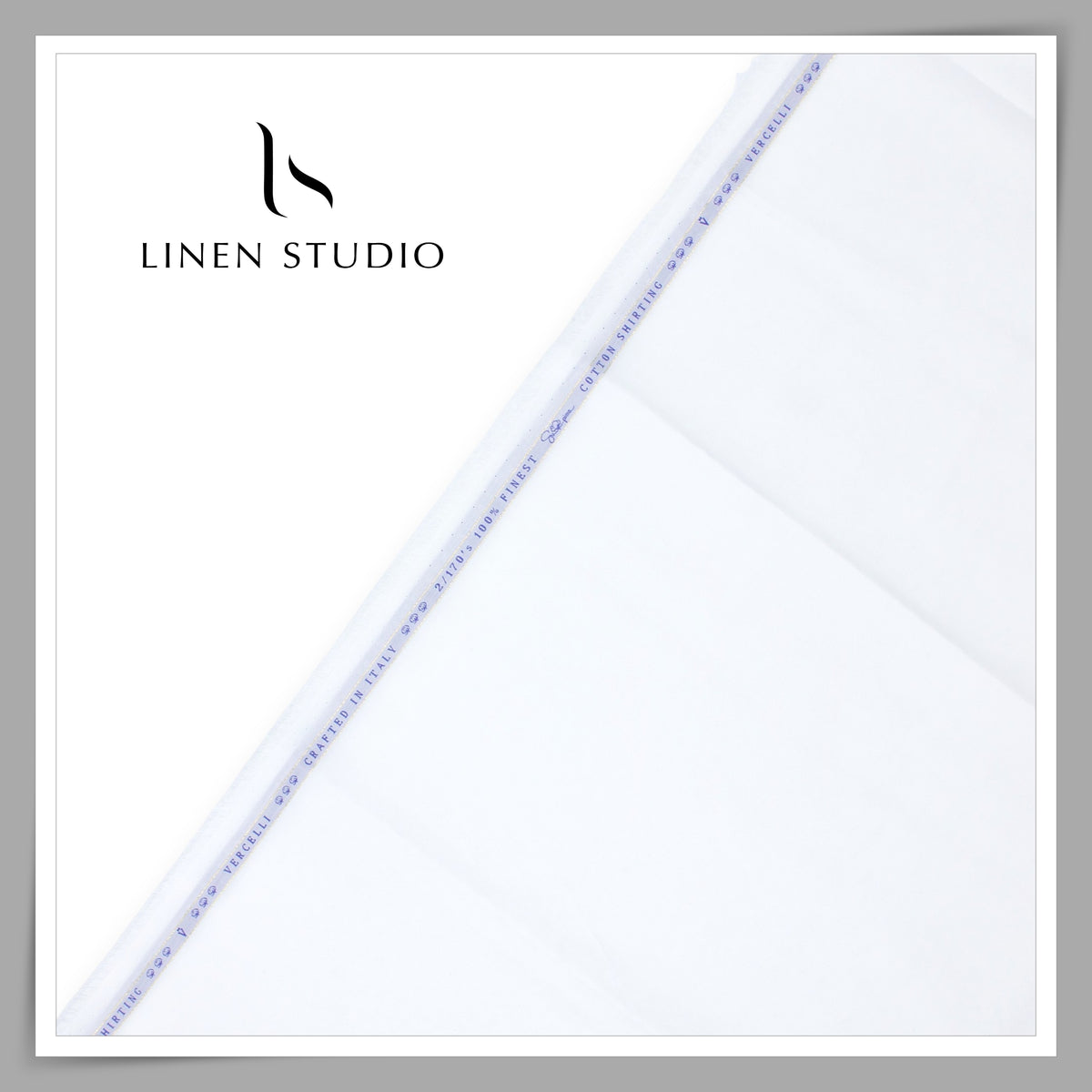 100% Supima Cotton Shirting by Vercelli Italy - 2/170's Bright White Plain (FLAT RATE)