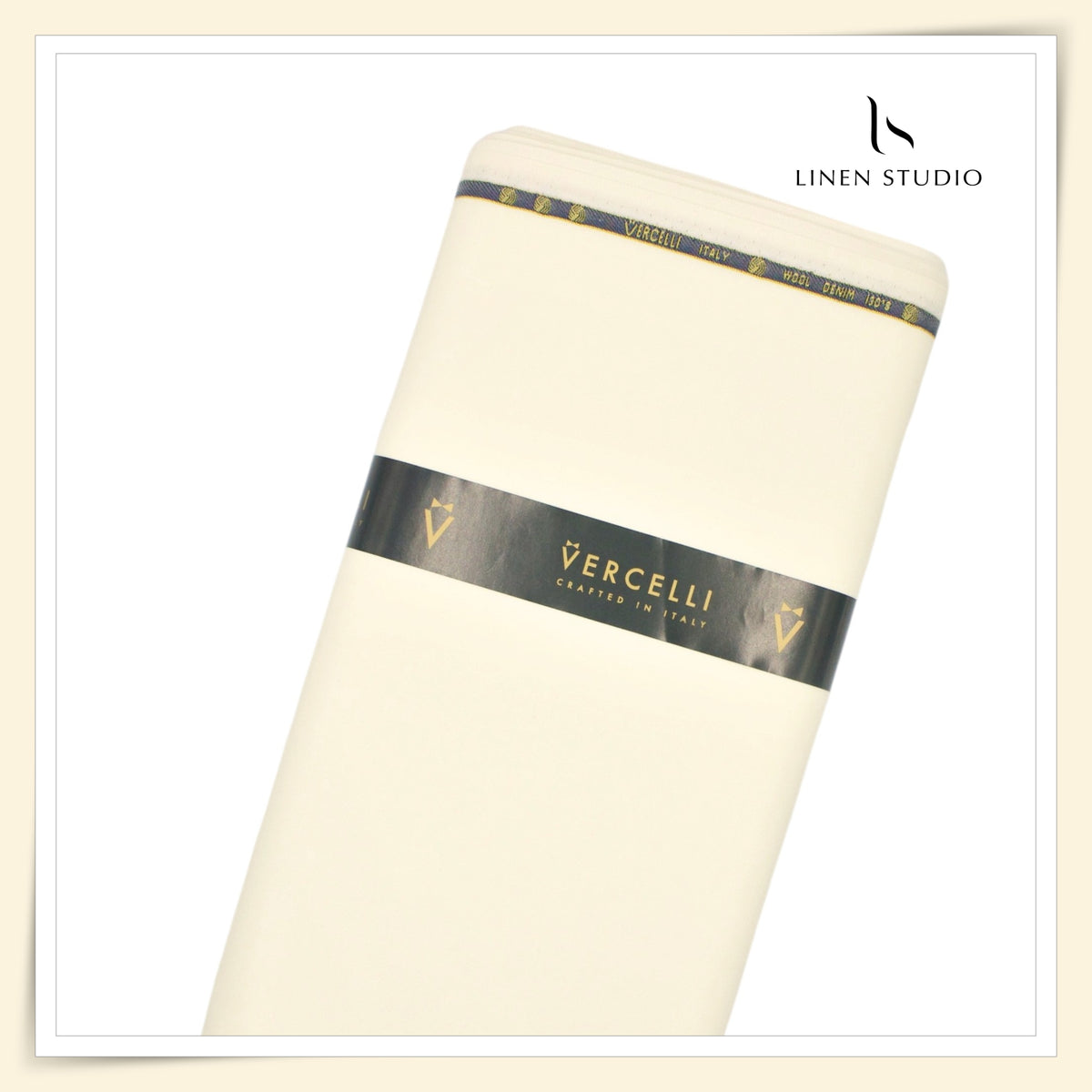 Vercelli Italy Wool Denim 130’s Merino Wool Blend Twill Suiting with Stretch - Ivory Cream (Latest Collection)
