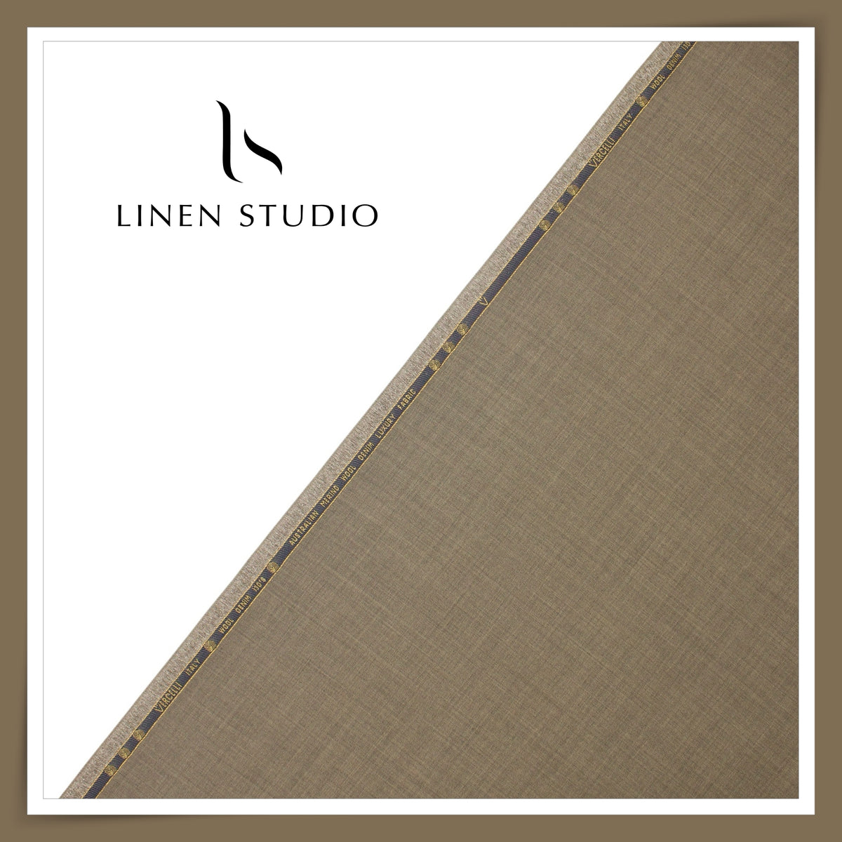 Vercelli Italy Wool Denim 130’s Merino Wool Blend Twill Suiting with Stretch - Khakhi Beige (Latest Collection)