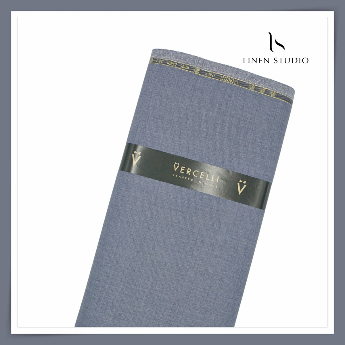 Vercelli Italy Wool Denim 130’s Merino Wool Blend Twill Suiting with Stretch - Powder Blue (Latest Collection)
