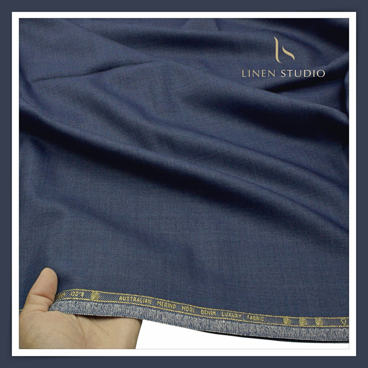 Vercelli Italy Wool Denim 130’s Merino Wool Blend Twill Suiting with Stretch - Indigo Navy (Latest Collection)