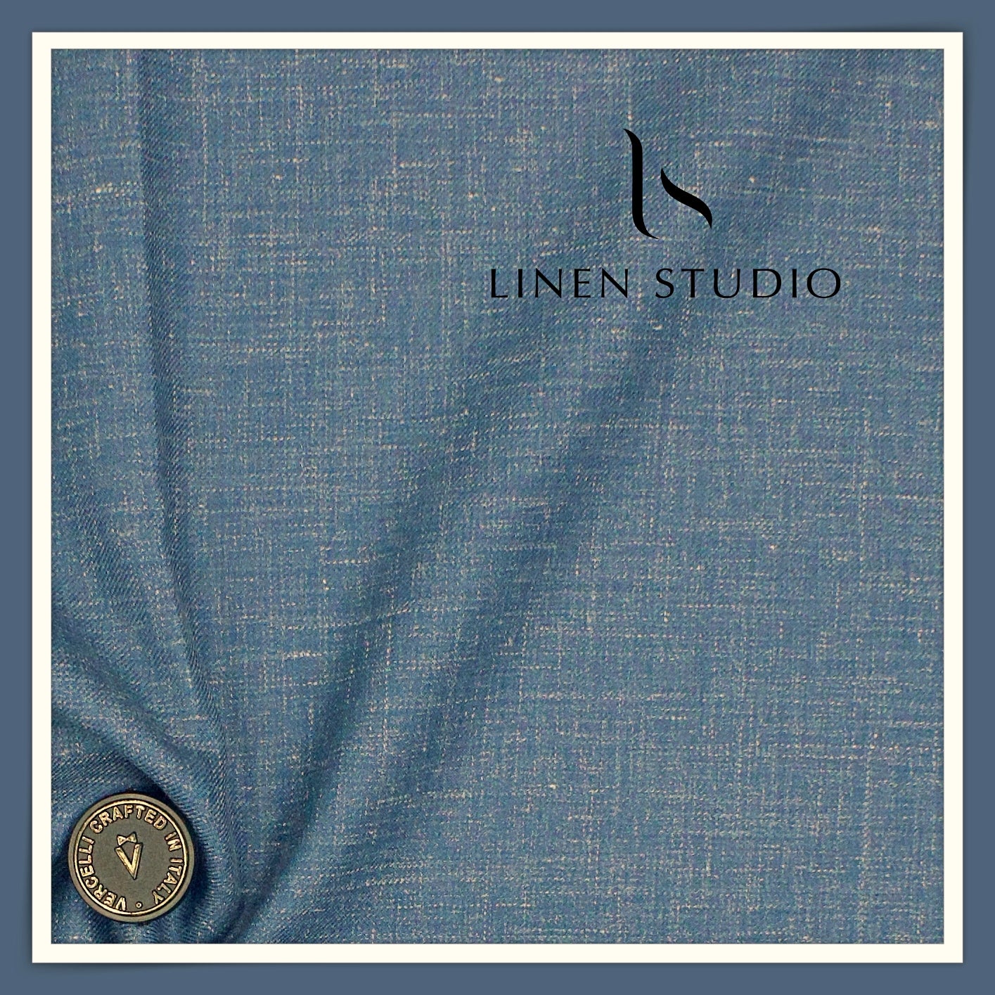 140's Merino Wool / Linen / Silk Suiting by Vercelli Italy - Sexy Blue (NEW) (Zoom In)