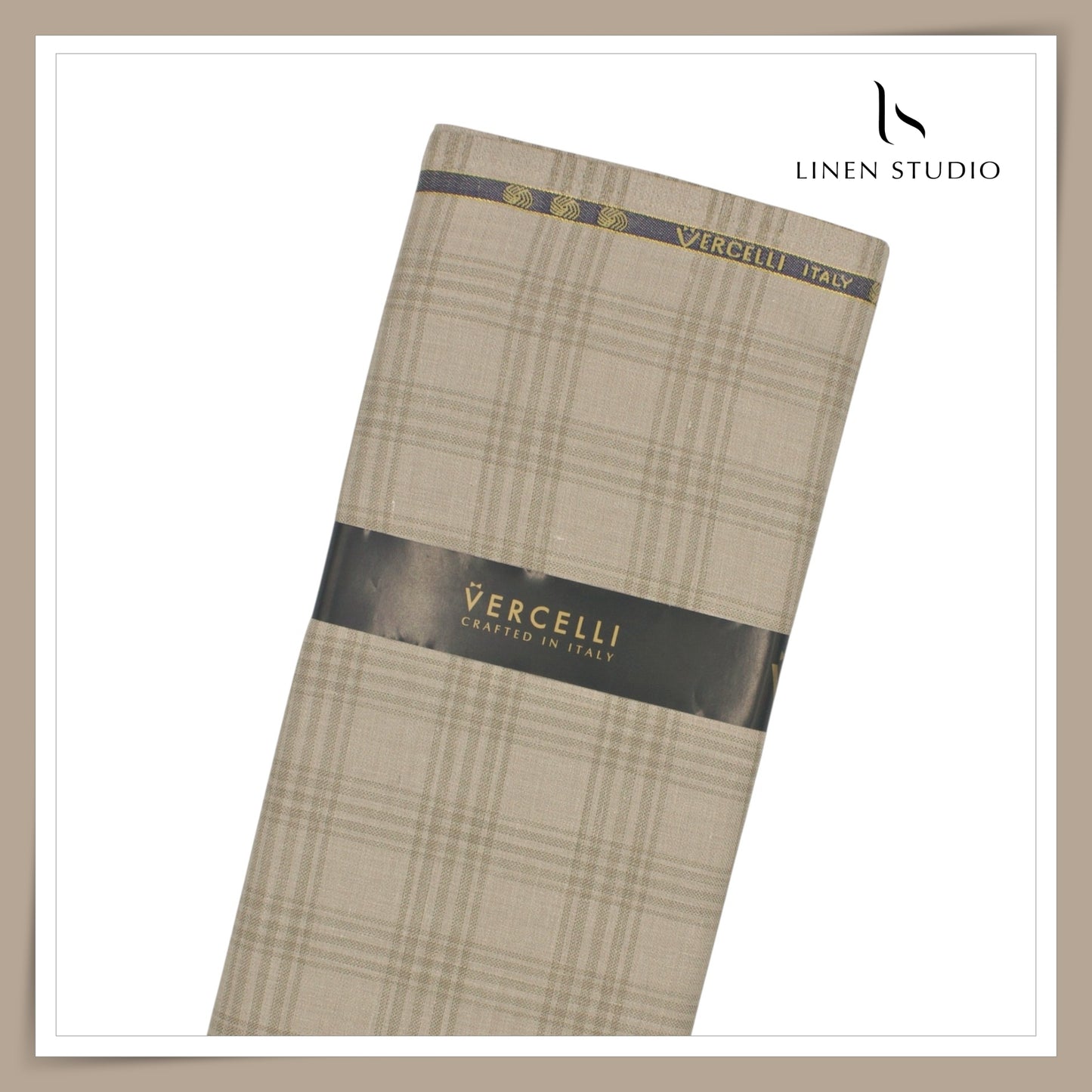 140's Merino Wool / Linen / Silk by Vercelli Italy - Spring Vanilla Checks (NEW)
