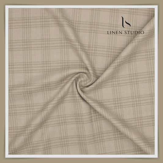 140's Merino Wool / Linen / Silk by Vercelli Italy - Spring Vanilla Checks (NEW)