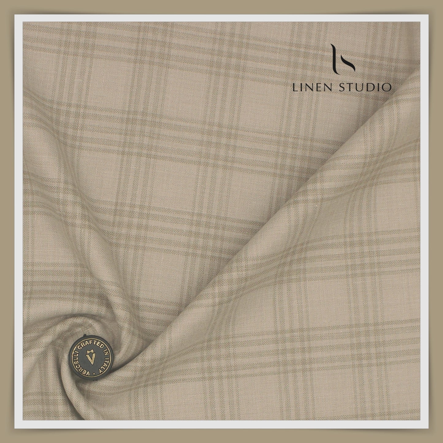 140's Merino Wool / Linen / Silk by Vercelli Italy - Spring Vanilla Checks (NEW)