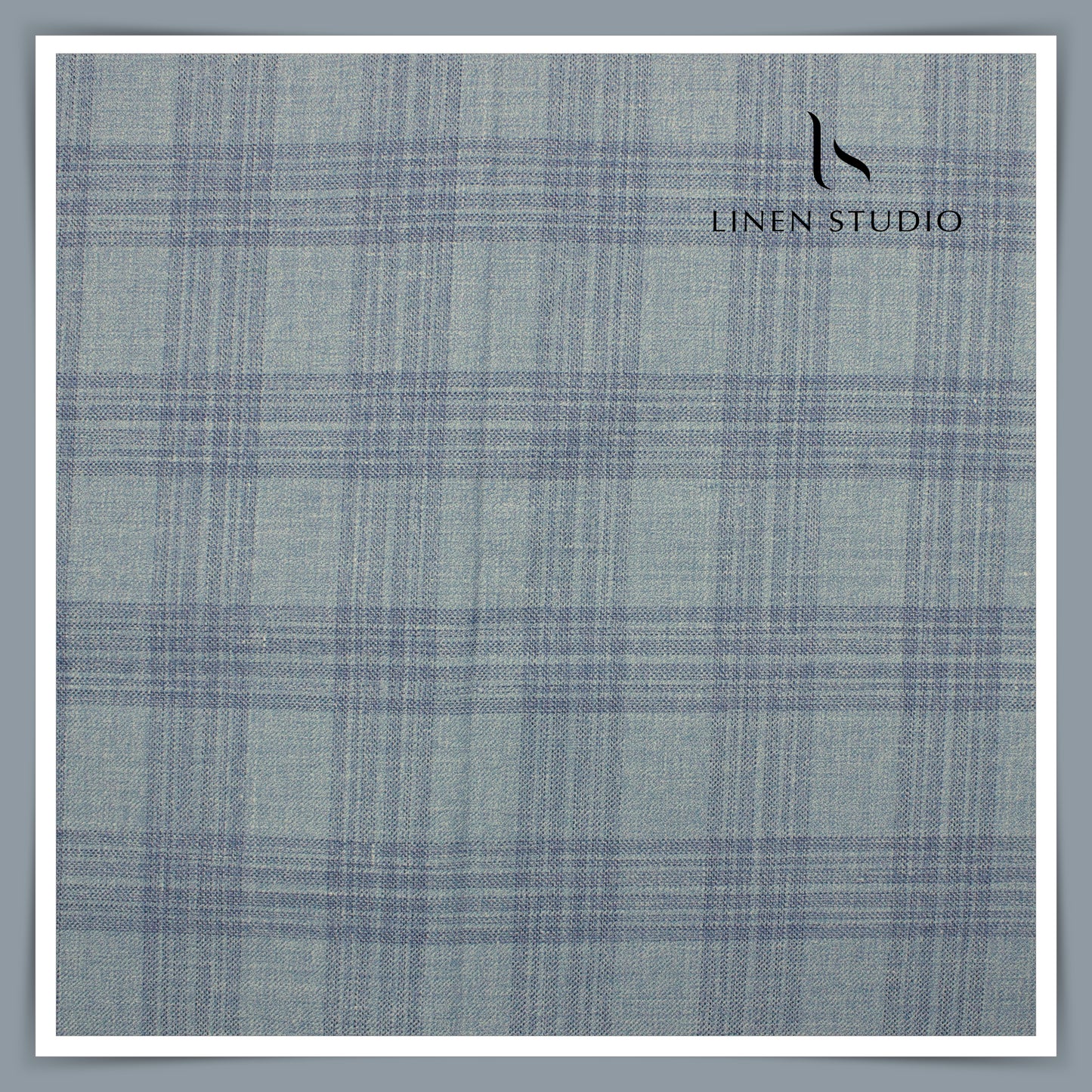 140's Merino Wool / Linen / Silk by Vercelli Italy - Blueish Grey Checks (NEW)