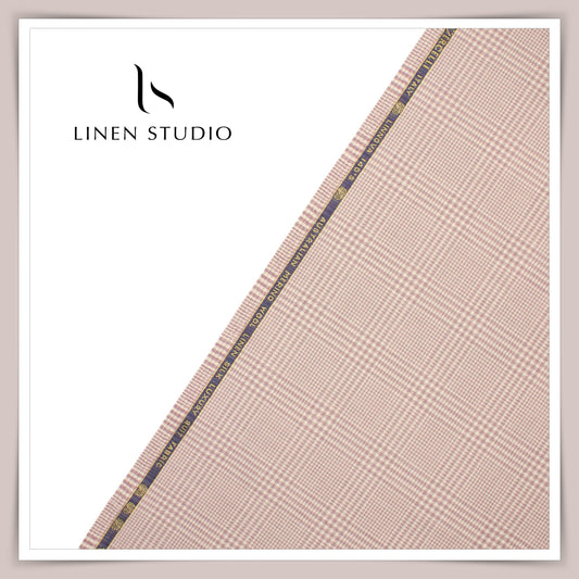 140's Merino Wool / Linen / Silk by Vercelli Italy - London Hue Glen Checks (NEW)