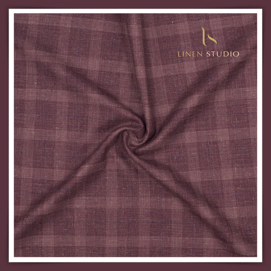 140's Merino Wool / Linen / Silk by Vercelli Italy - Tuscan Red Sober Checks (NEW)