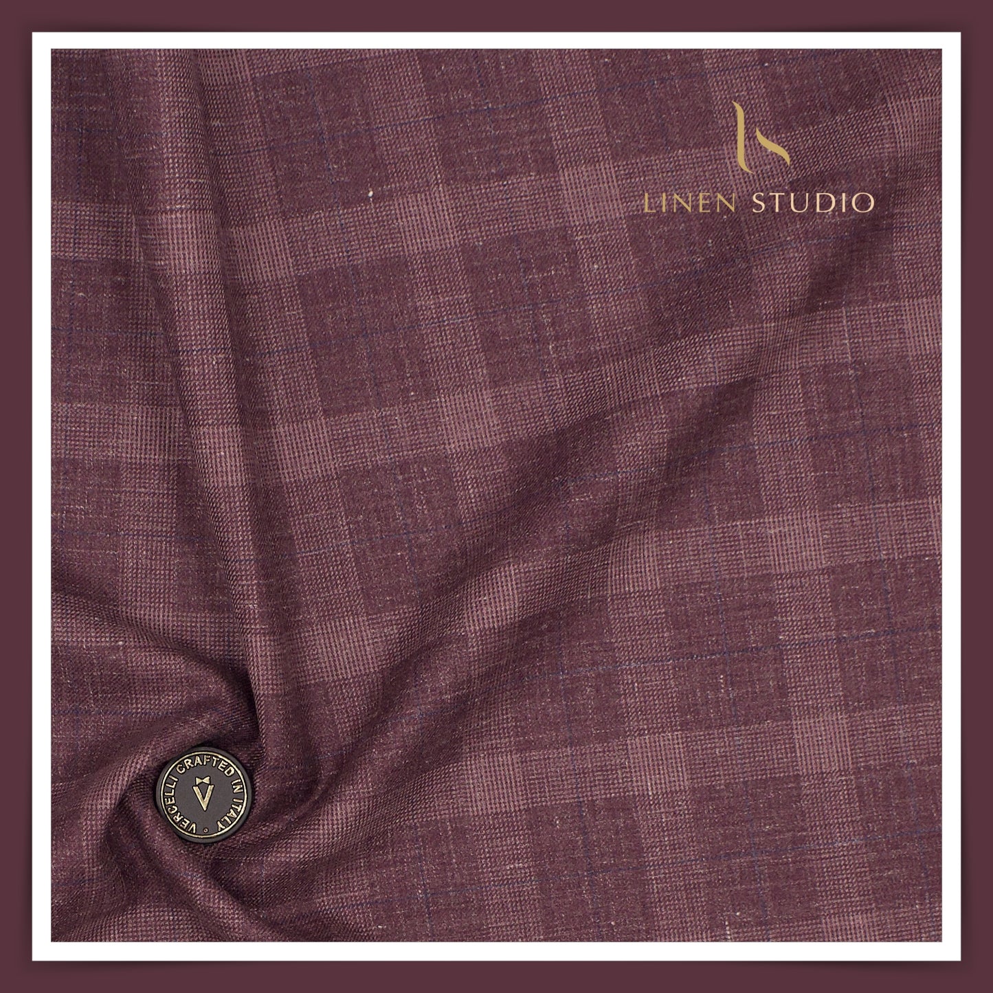 140's Merino Wool / Linen / Silk by Vercelli Italy - Tuscan Red Sober Checks (NEW)