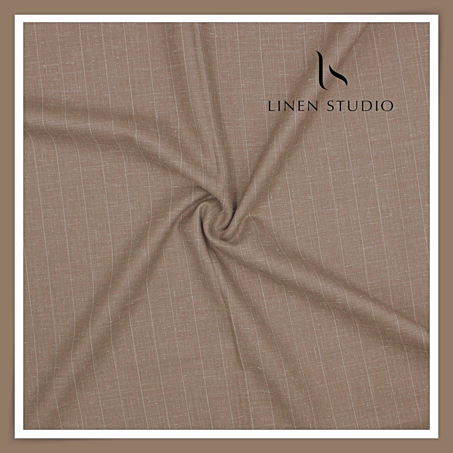 140's Merino Wool / Linen / Silk Suiting by Vercelli Italy - French Beaver Brown Stripes (NEW)