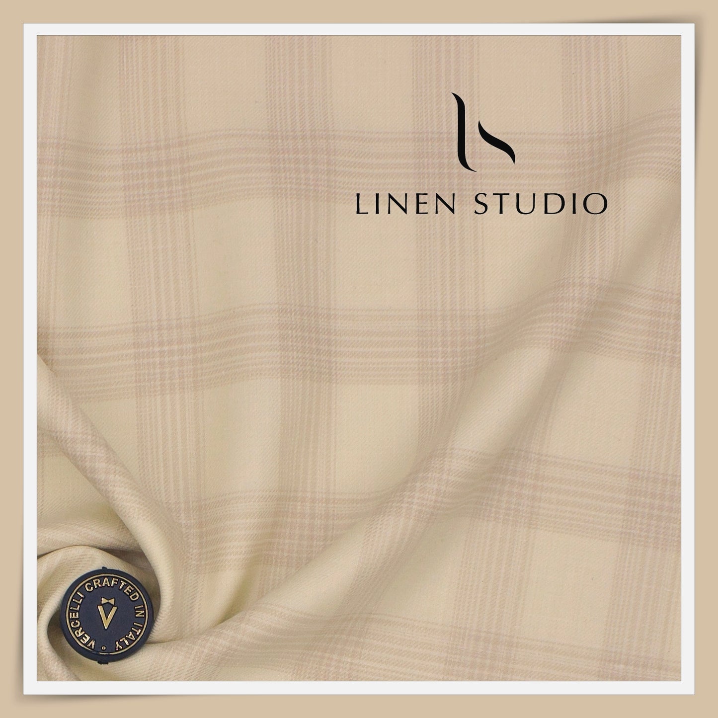 140's Merino Wool / Linen / Silk Suiting by Vercelli Italy - Pavlova Classic Checks (NEW)