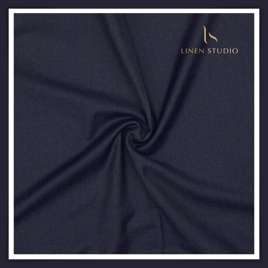 100% Australian Merino Wool by Vercelli - Milled Royal Blue Stripes (NEW)