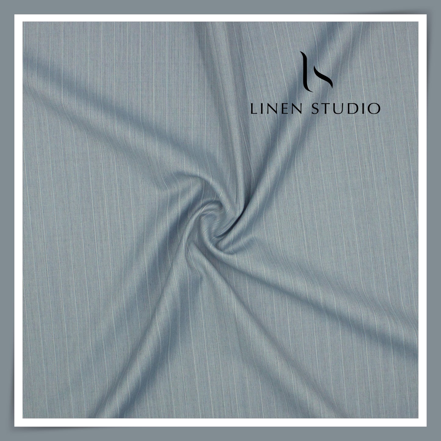 140's Merino Wool / Linen / Silk Suiting by Vercelli Italy - Cool Blueish Grey Stripes (NEW)