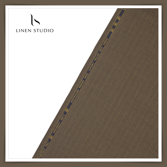 100% Australian Merino Wool by Vercelli - Milled Tobacco Brown Stripes (NEW)