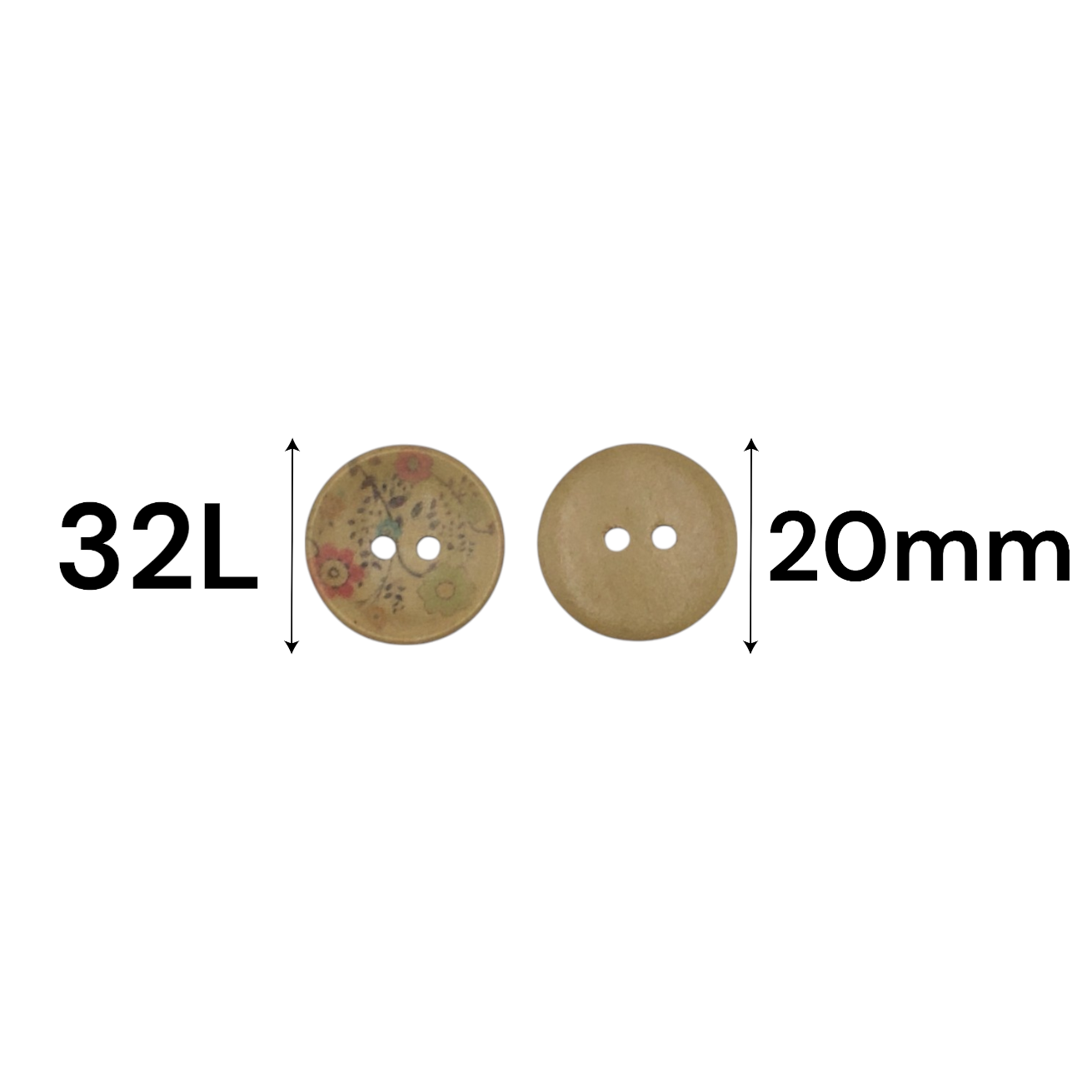 Fancy 2 Hole Floral Printed Shirt Buttons in Big Size 20MM