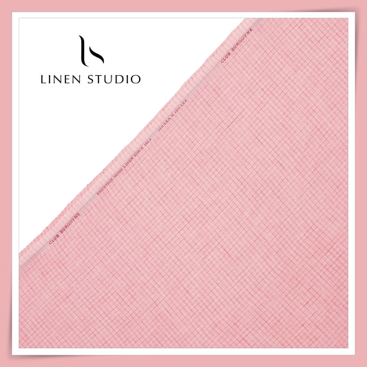 Burgoyne Exclusive 100 Lea Linen Shirting - Dark Pink Checks (Last few mtrs)