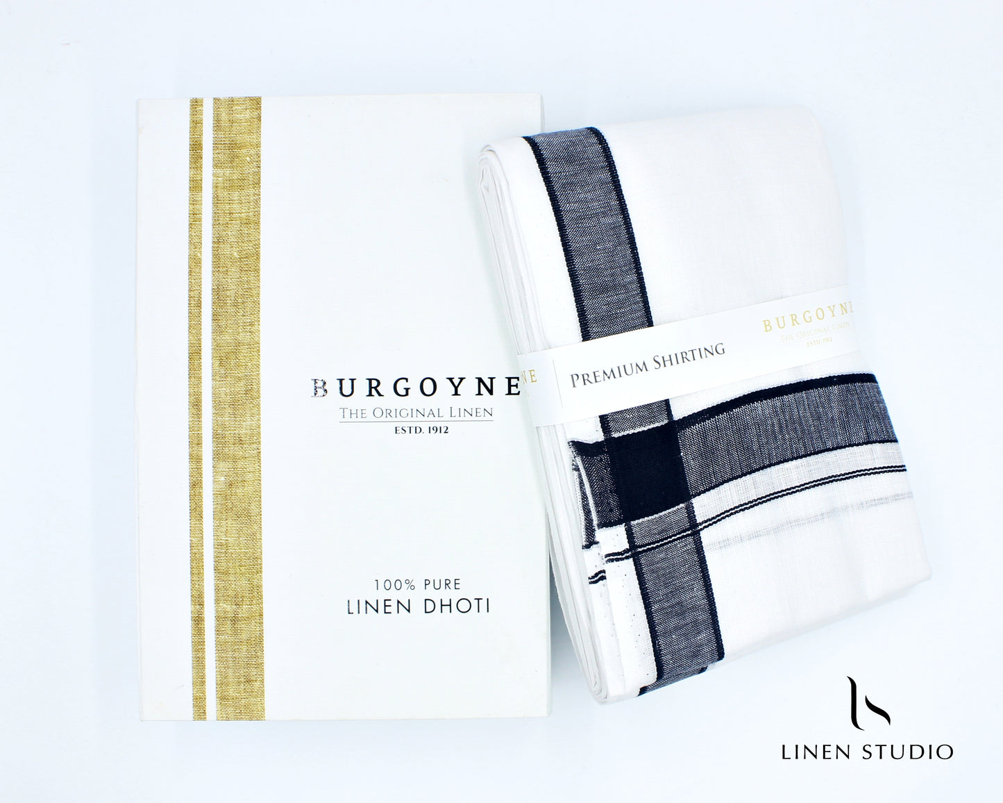 Black Silver Zari - Pure Linen Dhoti by Burgoyne - Linen Studio
