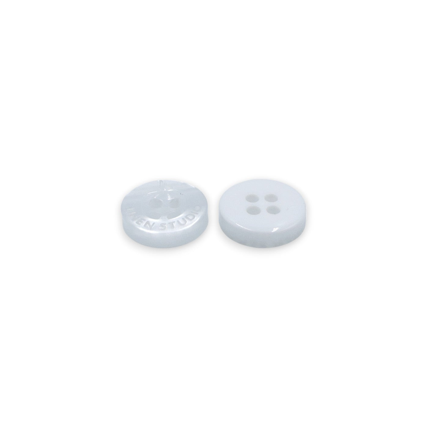 Round Rim 4 Hole White Linen Studio Engraved Premium Shirt Buttons