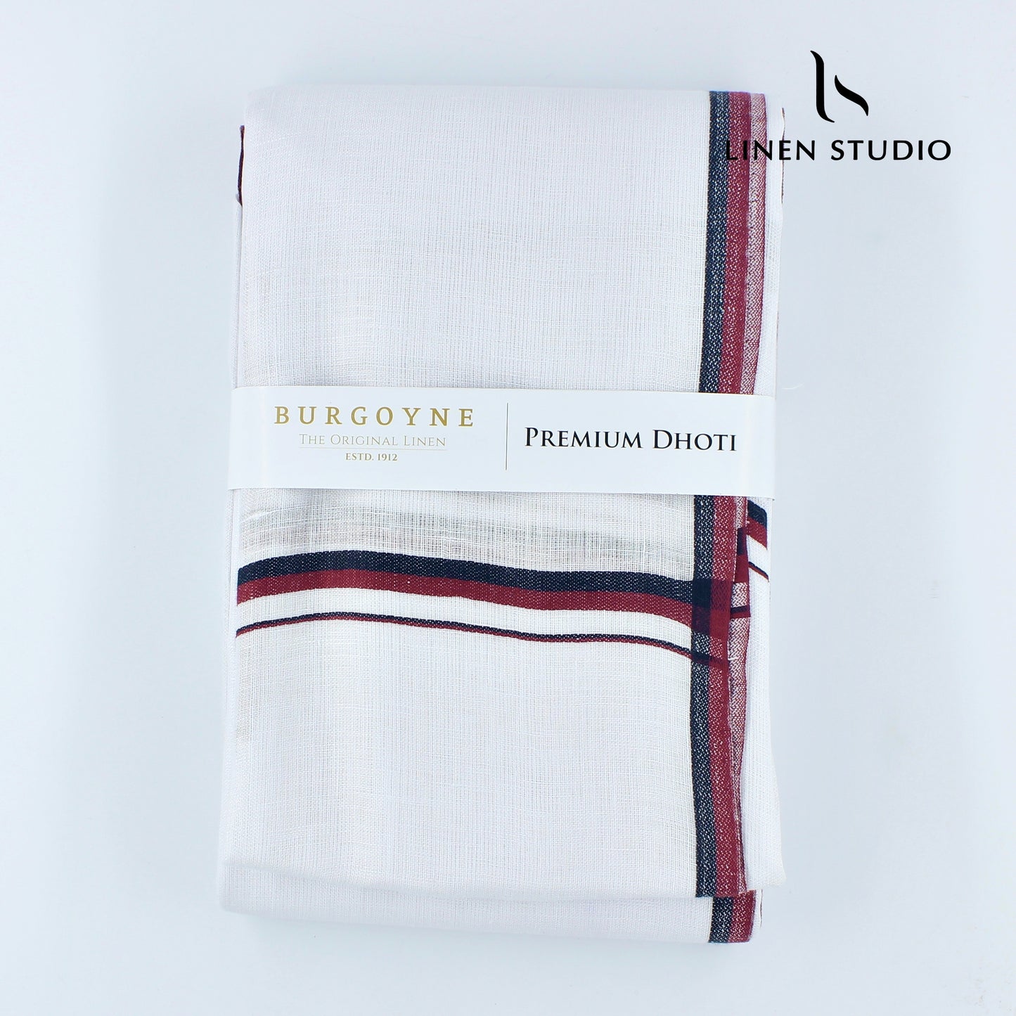 DMK Border - Pure Linen Dhoti by Burgoyne