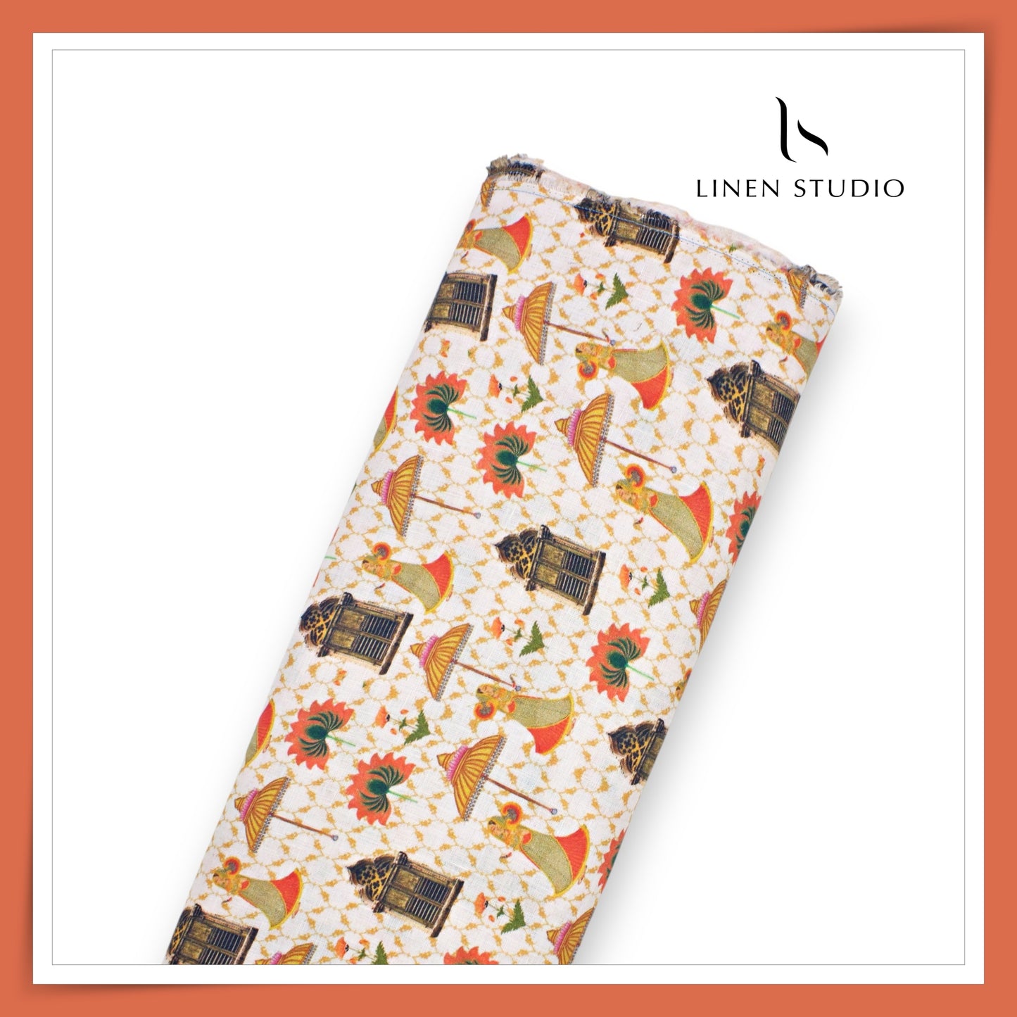 100% Pure Linen Digitally Printed by LINEN STUDIO - Kamaal Darwaza (NEW) (ZOOM IN)