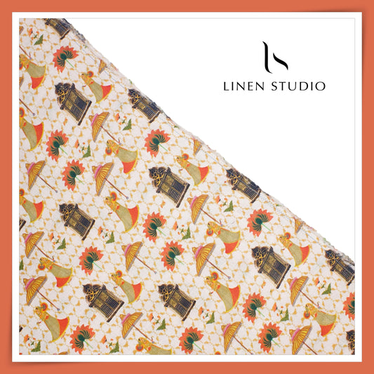 100% Pure Linen Digitally Printed by LINEN STUDIO - Kamaal Darwaza (NEW) (ZOOM IN)
