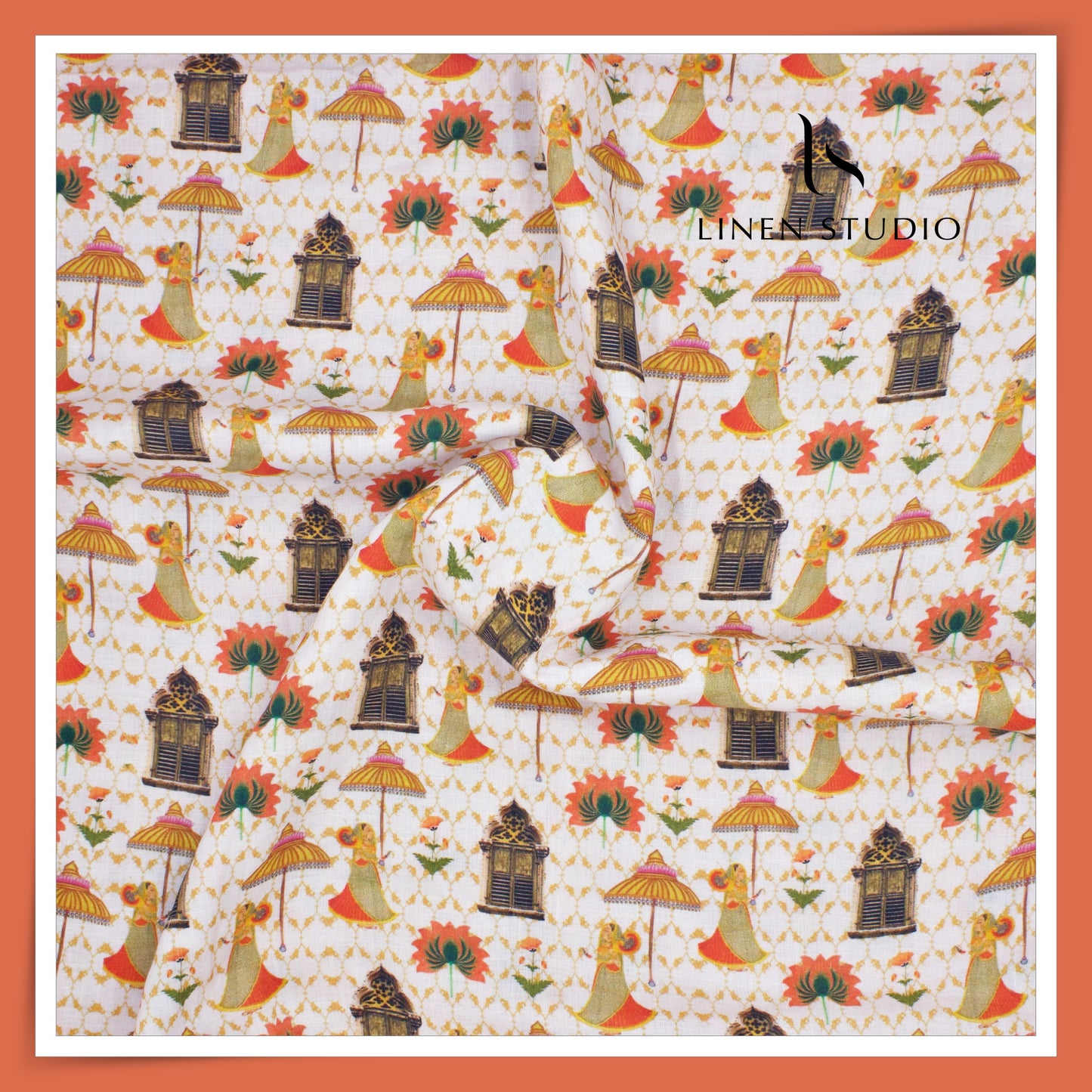 100% Pure Linen Digitally Printed by LINEN STUDIO - Kamaal Darwaza (NEW) (ZOOM IN)