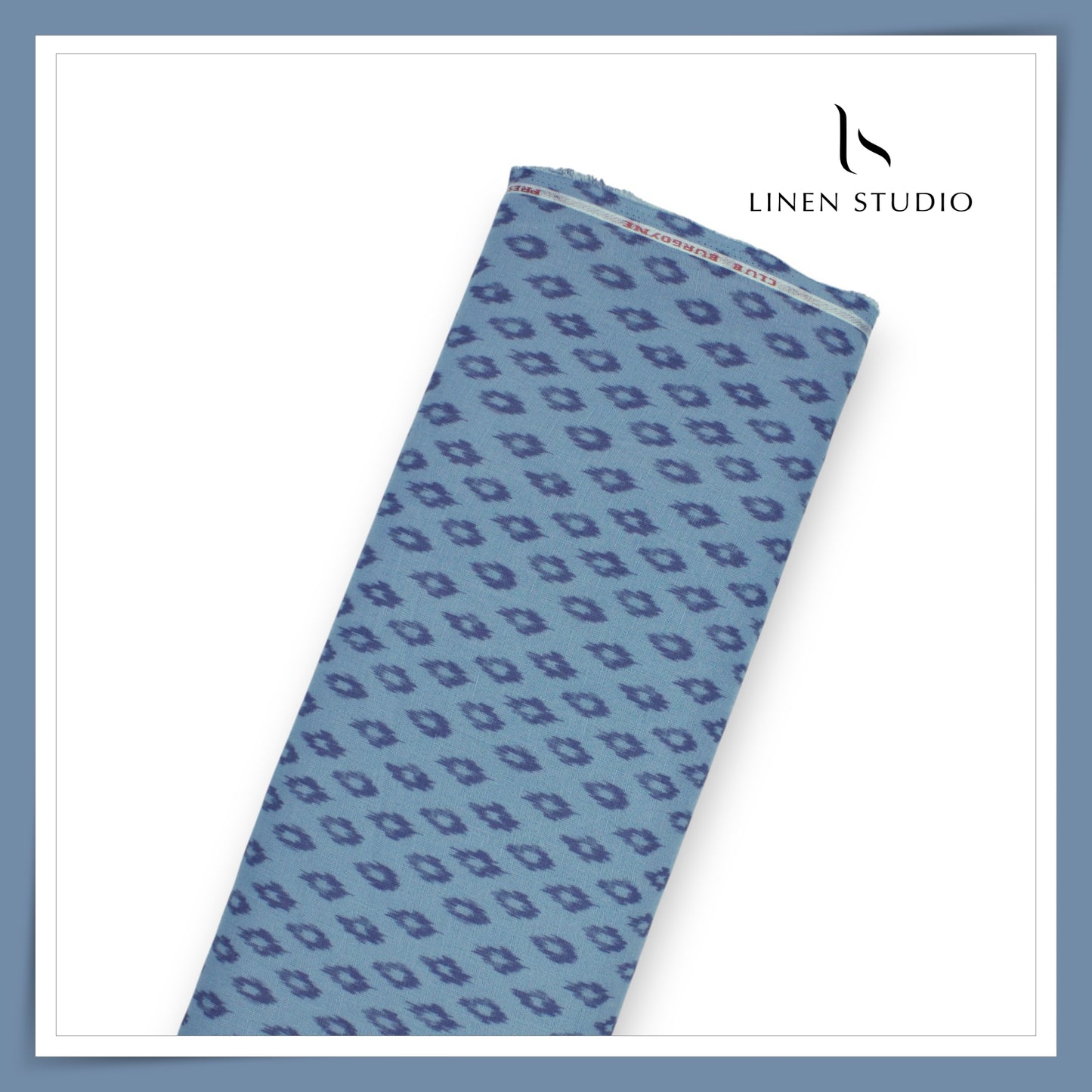 100% Pure Linen Digitally Printed by LINEN STUDIO - Neela Ikkat (NEW) (ZOOM IN)