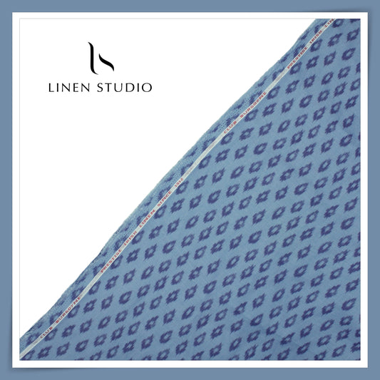 100% Pure Linen Digitally Printed by LINEN STUDIO - Neela Ikkat (NEW) (ZOOM IN)