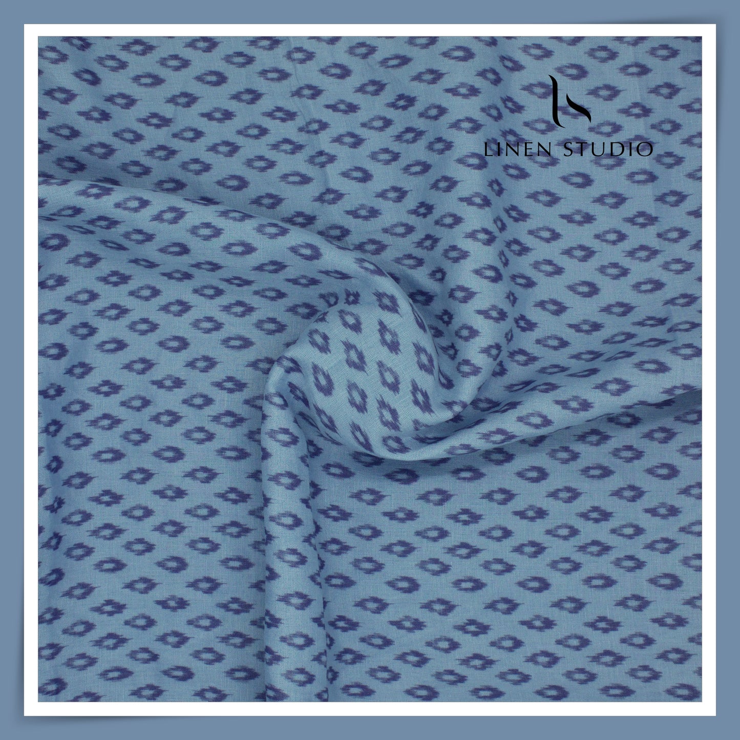 100% Pure Linen Digitally Printed by LINEN STUDIO - Neela Ikkat (NEW) (ZOOM IN)