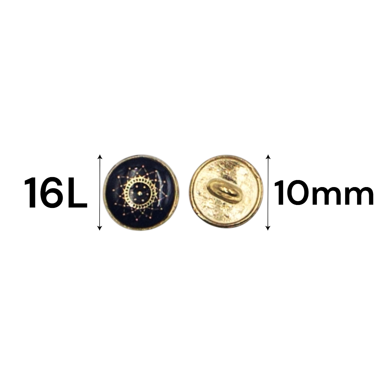 Textured Dark Blue Enamel Designer Metal Buttons - 5