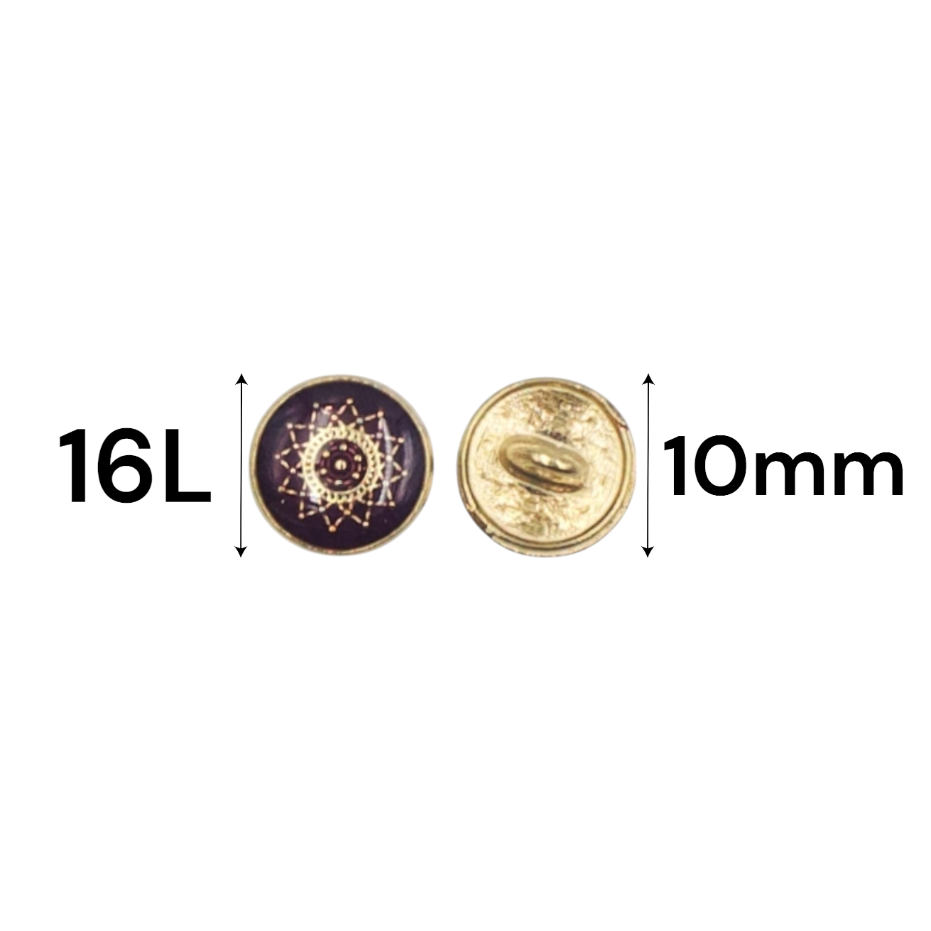 Textured Maroon Enamel Designer Metal Buttons - 2