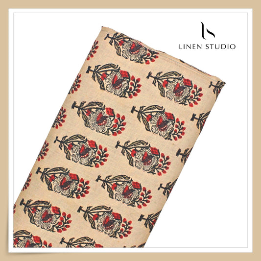 100% Pure Linen Digitally Printed by LINEN STUDIO - Hand Block (NEW) (Exclusive)