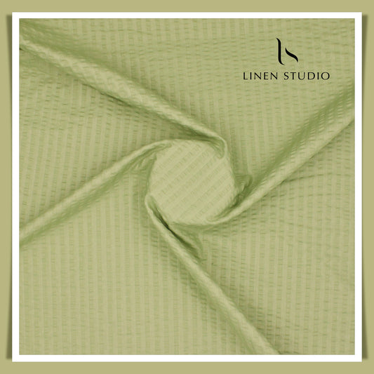 Cotton Blended Bubble Textured Shirting - Sage Green (50% SALE)