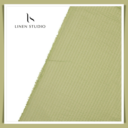 Cotton Blended Bubble Textured Shirting - Sage Green (50% SALE)