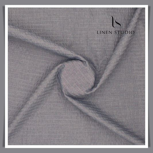 Cotton Blended Bubble Textured Shirting - Greyish Blue (50% SALE)