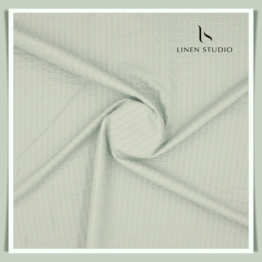 Cotton Blended Bubble Textured Shirting - Greyish Green (50% SALE)