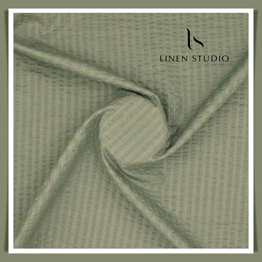 Cotton Blended Bubble Textured Shirting - Lemongrass Green (50% SALE)