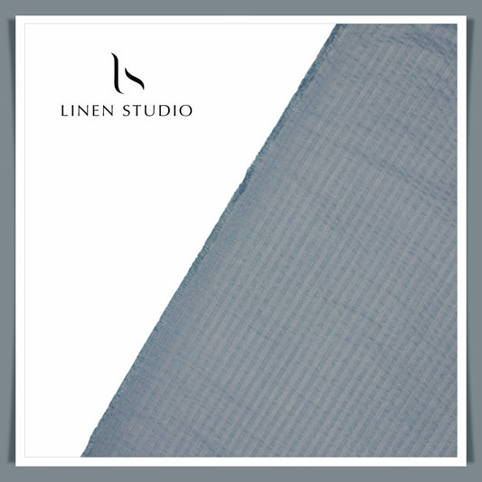 Cotton Blended Bubble Textured Shirting - Steel Blue (50% SALE)