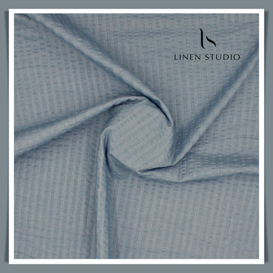 Cotton Blended Bubble Textured Shirting - Steel Blue (50% SALE)