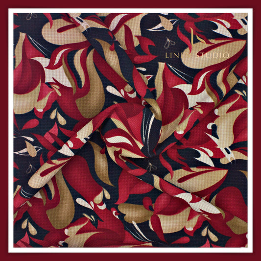 Cotton Blended Digital Printed Textured Shirting - Merlot Red (50% SALE)