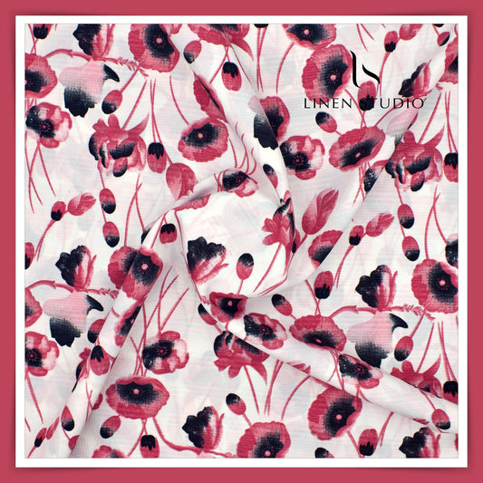 Cotton Blended Digital Printed Textured Shirting - Deep Rose (50% SALE)