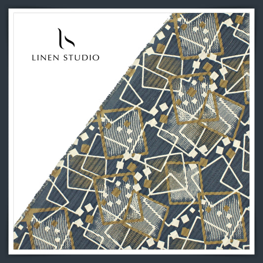 Cotton Blended Digital Printed Textured Shirting - Cyan Blue (50% SALE)