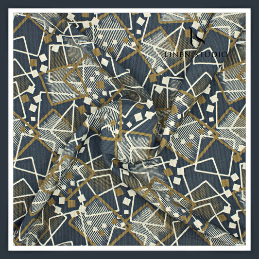 Cotton Blended Digital Printed Textured Shirting - Cyan Blue (50% SALE)