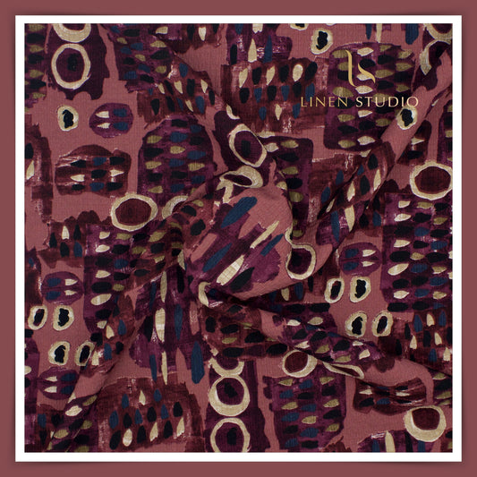 Cotton Blended Digital Printed Textured Shirting - Dark Mauve (50% SALE)